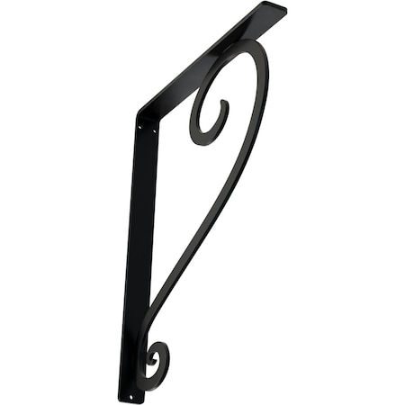 Ekena Millwork Edwards Wrought Iron Bracket, (Single center brace), Powder Coated Black 1 1/2"W x 12"D x 15"H BKTM01X12X15SED